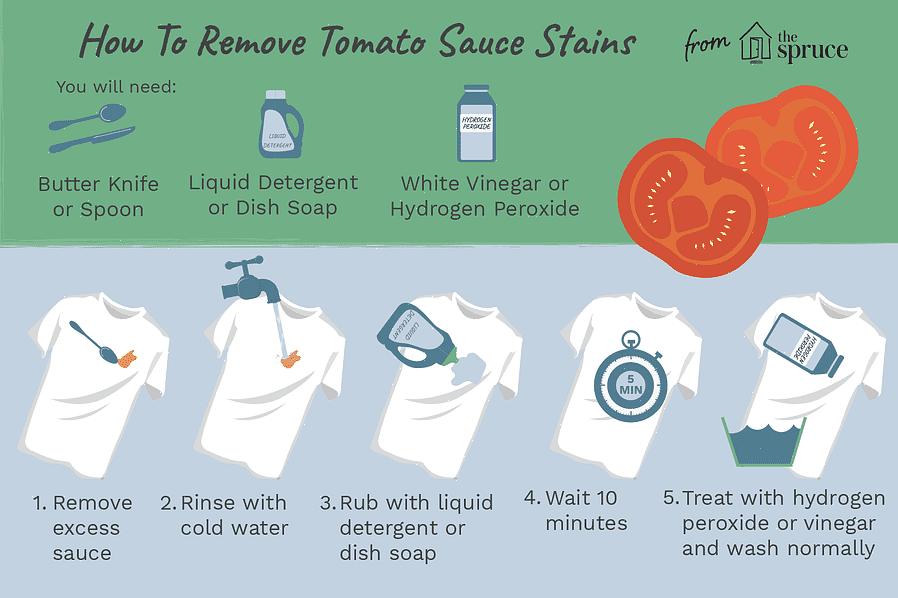 ייתכן שיהיה צורך לטפל בכתמי עגבניות ישנים יותר על בד באקונומיקה כדי להסיר את צבע הטאנין שנשאר בבד