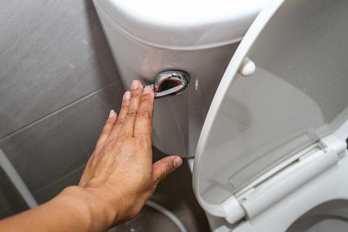כוס או קערה קטנה פועלים לשחרור מים מתוך קערת שירותים או מיכל